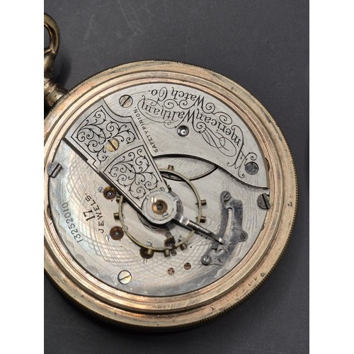 50A - Waltham Gold Plated Pocket Watch Does Wind & Tick but Hands Don't Set to Time has Nice Horse Eng... 