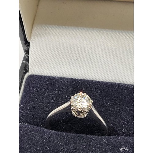 20A - Single Stone Brilliant Cut Diamond 0.75ct Ring Claw Set on Platinum Band Size N