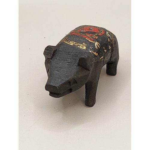 85A - Two Small Miniature Carved Animal One is a Bear Stamped JT Hong Kong & Letters on Back the Other... 