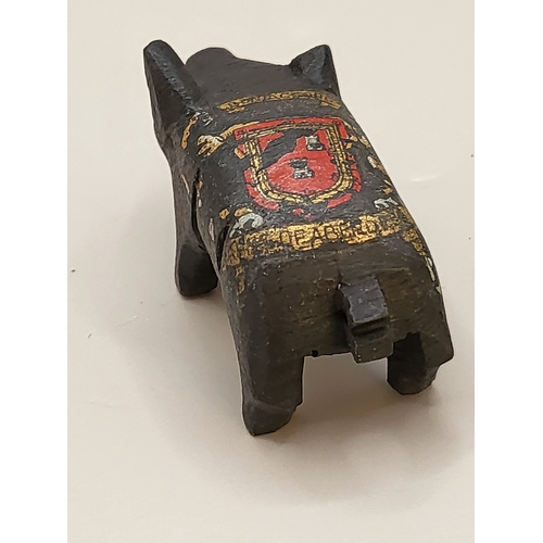 85A - Two Small Miniature Carved Animal One is a Bear Stamped JT Hong Kong & Letters on Back the Other... 