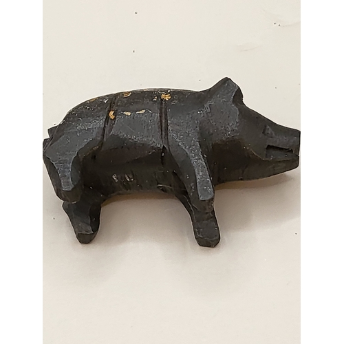 85A - Two Small Miniature Carved Animal One is a Bear Stamped JT Hong Kong & Letters on Back the Other... 