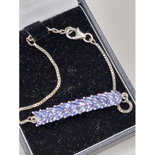 76B - 925 Marquise Cut Tanzanite Bracelet in Very Nice Condition