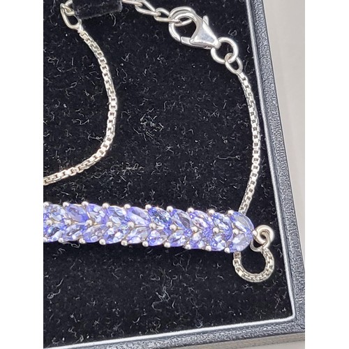 76B - 925 Marquise Cut Tanzanite Bracelet in Very Nice Condition