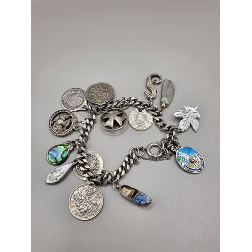 77B - Vintage Charm Bracelet with Sterling Charms & White Metal Charms also Chain is Untested So May B... 