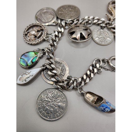 77B - Vintage Charm Bracelet with Sterling Charms & White Metal Charms also Chain is Untested So May B... 