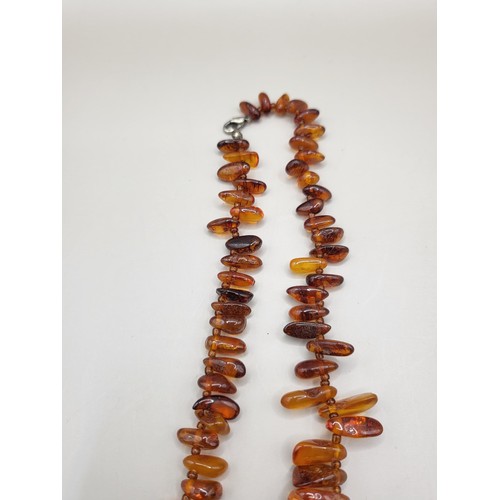 78A - Mid Century Cognac Baltic Amber Bead Necklace