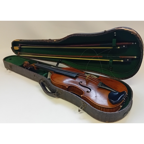 121A - Husson & Buthod Violin label marked to the interior ''Aux Grands Magasins Instruments'', Dated 1... 