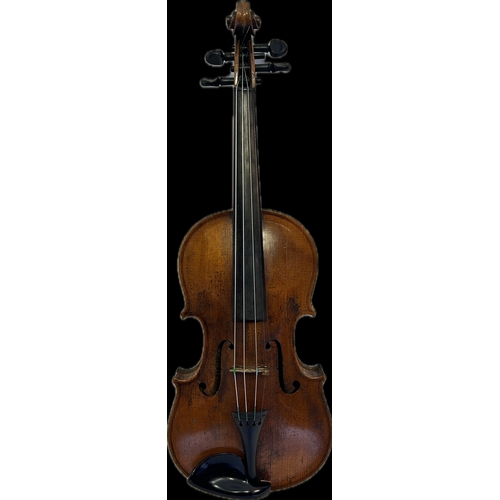 121A - Husson & Buthod Violin label marked to the interior ''Aux Grands Magasins Instruments'', Dated 1... 