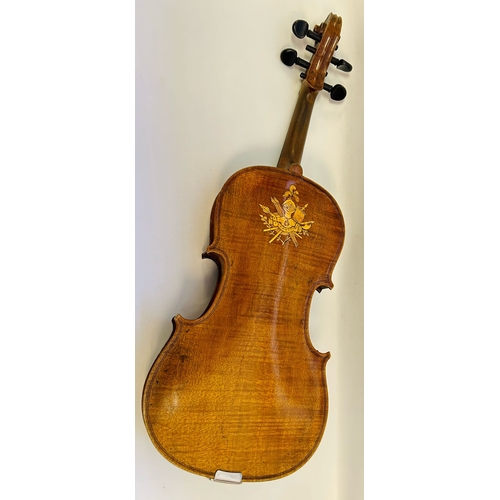 121A - Husson & Buthod Violin label marked to the interior ''Aux Grands Magasins Instruments'', Dated 1... 