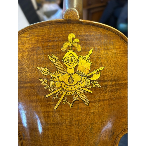 121A - Husson & Buthod Violin label marked to the interior ''Aux Grands Magasins Instruments'', Dated 1... 