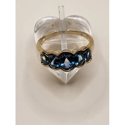 10 - 9ct Gold & Natural Blue Topaz Ring Fully Hallmarked Size P Weighs 3.5g