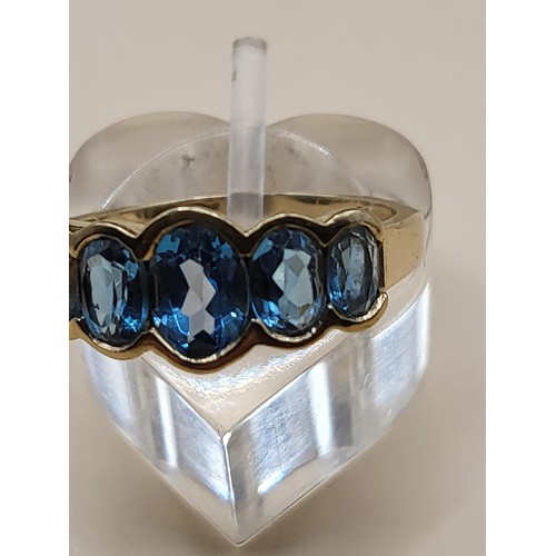10 - 9ct Gold & Natural Blue Topaz Ring Fully Hallmarked Size P Weighs 3.5g