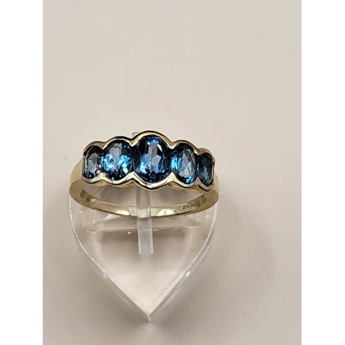 10 - 9ct Gold & Natural Blue Topaz Ring Fully Hallmarked Size P Weighs 3.5g