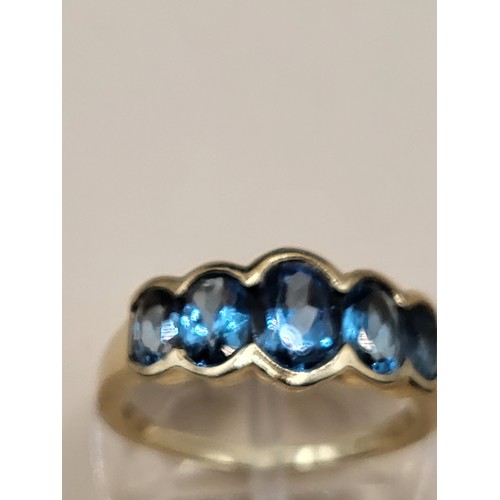 10 - 9ct Gold & Natural Blue Topaz Ring Fully Hallmarked Size P Weighs 3.5g