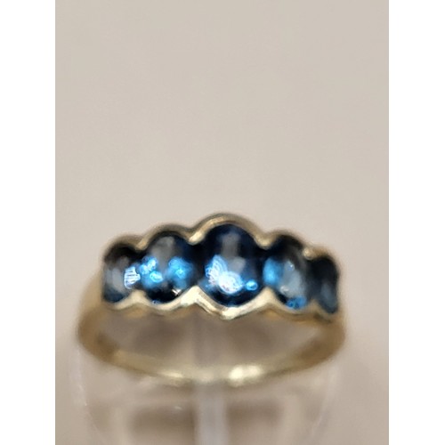 10 - 9ct Gold & Natural Blue Topaz Ring Fully Hallmarked Size P Weighs 3.5g