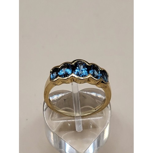10 - 9ct Gold & Natural Blue Topaz Ring Fully Hallmarked Size P Weighs 3.5g
