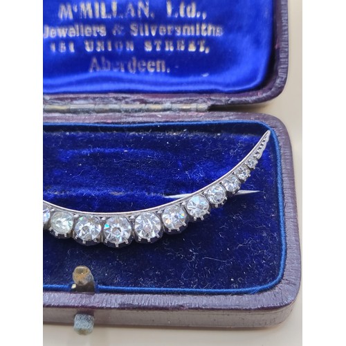 15 - 925 Early Crescent & Paste Stone Brooch in Case&nbsp;