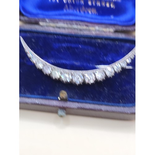 15 - 925 Early Crescent & Paste Stone Brooch in Case&nbsp;