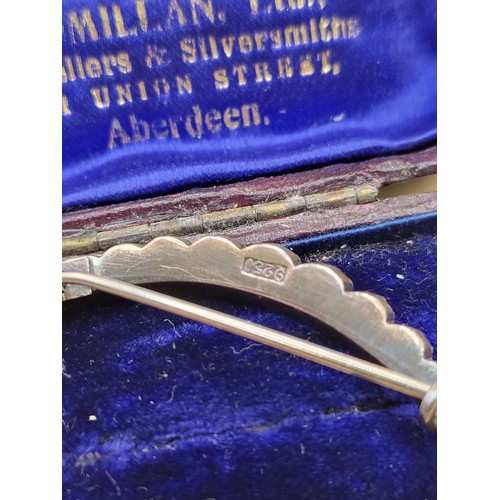 15 - 925 Early Crescent & Paste Stone Brooch in Case&nbsp;