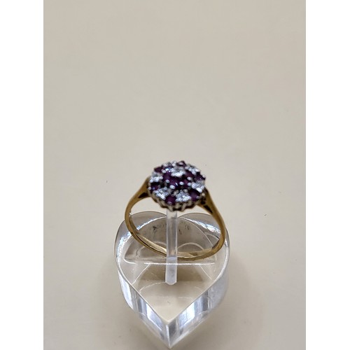 16 - 9ct Gold Diamond & Ruby Ring Size N Weighs 1.9g Fully Hallmarked