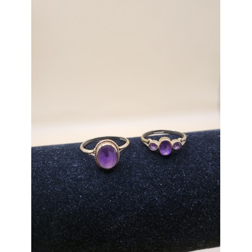24 - Two 9ct Gold & Amethyst Ladies Rings Weighs 3.4g Both Full Hallmarked&nbsp;