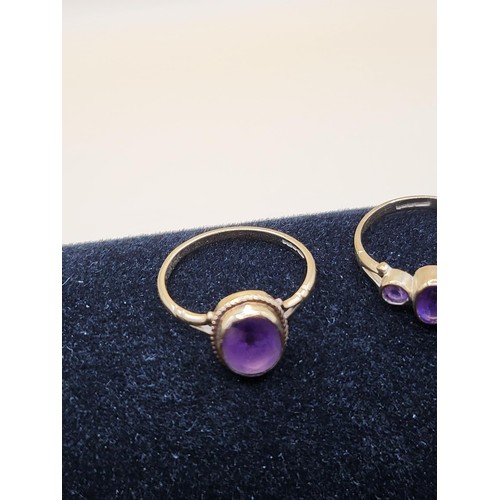 24 - Two 9ct Gold & Amethyst Ladies Rings Weighs 3.4g Both Full Hallmarked&nbsp;