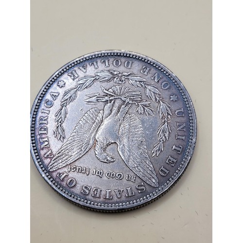 27 - 1879 American Silver One Dollar along with 1887 Silver Crown Both in Good Condition&nbsp;