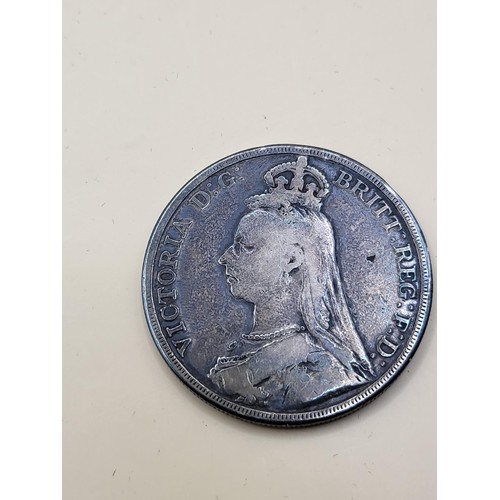 27 - 1879 American Silver One Dollar along with 1887 Silver Crown Both in Good Condition&nbsp;