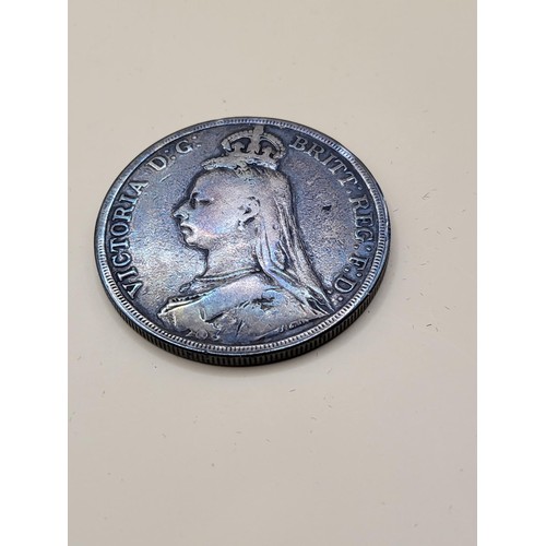 27 - 1879 American Silver One Dollar along with 1887 Silver Crown Both in Good Condition&nbsp;