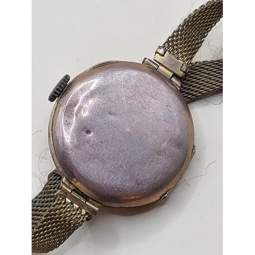 42 - 9ct Gold Cased Ladies Antique Watch on Yellow Metal Strap&nbsp;