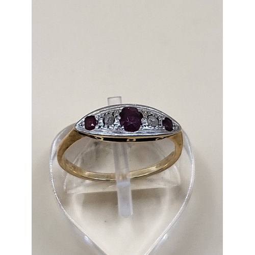 2 - Unhallmarked Ring With Mine Cut Diamonds & Rubies Weighs 1.7g&nbsp;