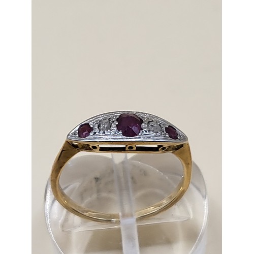 2 - Unhallmarked Ring With Mine Cut Diamonds & Rubies Weighs 1.7g&nbsp;