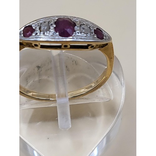 2 - Unhallmarked Ring With Mine Cut Diamonds & Rubies Weighs 1.7g&nbsp;