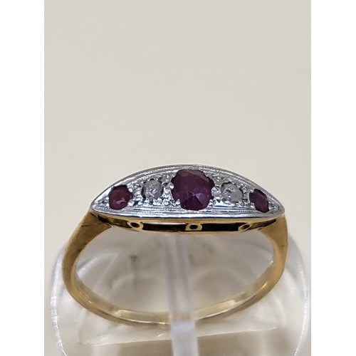 2 - Unhallmarked Ring With Mine Cut Diamonds & Rubies Weighs 1.7g&nbsp;