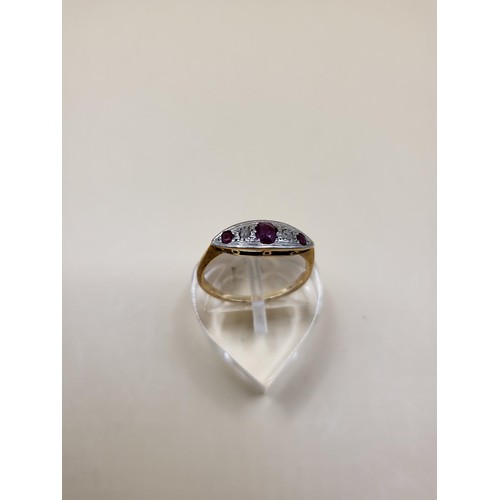 2 - Unhallmarked Ring With Mine Cut Diamonds & Rubies Weighs 1.7g&nbsp;