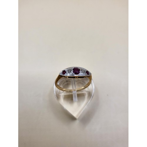 2 - Unhallmarked Ring With Mine Cut Diamonds & Rubies Weighs 1.7g&nbsp;