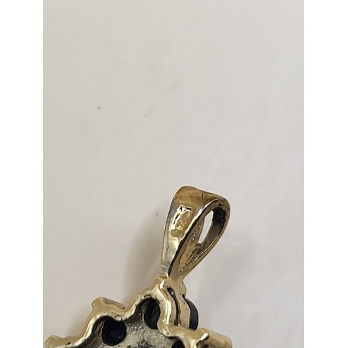 49 - Diamond & Sapphire Pendant in 9ct Gold Mount 375 Stamped on Top But Very Worn Weighs 2.5g Measur... 