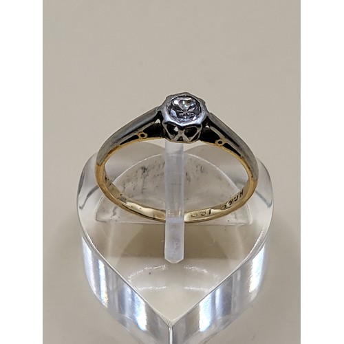 50 - 18ct White Gold & Single Stone Diamond Ring Size J Weighs 1.7g Fully Hallmarked Also Inscribed B... 