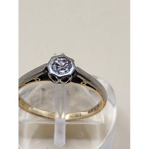 50 - 18ct White Gold & Single Stone Diamond Ring Size J Weighs 1.7g Fully Hallmarked Also Inscribed B... 