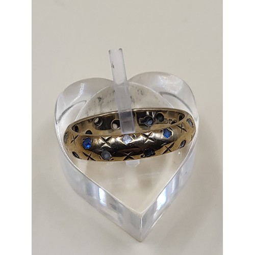 53 - 9ct Gold Wedding Band with Gemstones Ring Size L Weighs 2.5g Fully Hallmarked&nbsp;