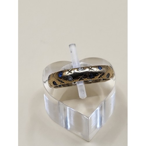 53 - 9ct Gold Wedding Band with Gemstones Ring Size L Weighs 2.5g Fully Hallmarked&nbsp;