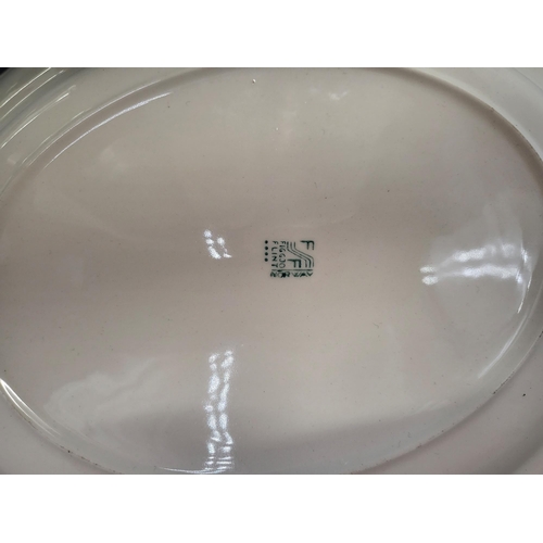 258 - Scandinavian Figgjo Serving Fish Platter & Six Fish Plates Length 33cm & 27cm