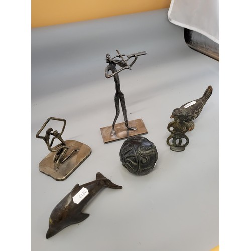 259 - Job Lot of Sculpted metal Object Includes Two Mcphail Collection Depicting a Bird & Dolphin