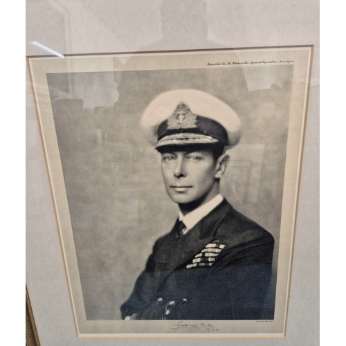 King George VI : hand signed presentation photo of the King in naval ...