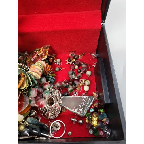 7 - Box of Mixed Costume Jewellery & Silver Earrings