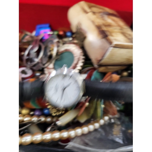 7 - Box of Mixed Costume Jewellery & Silver Earrings