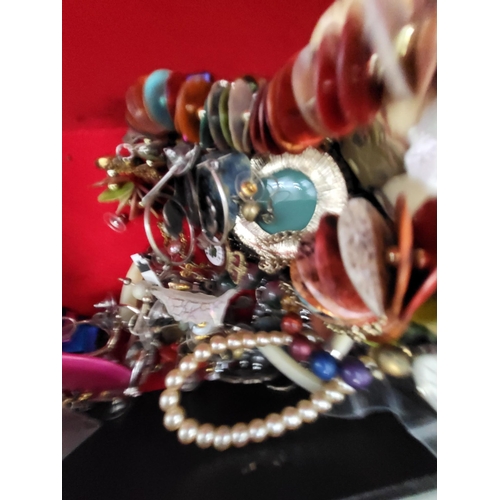 7 - Box of Mixed Costume Jewellery & Silver Earrings