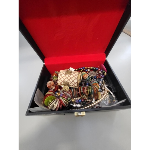 7 - Box of Mixed Costume Jewellery & Silver Earrings