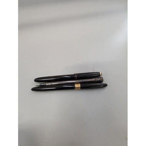 6 - Three Early Pens Includes Sheaffer Palladium Silver, Eversharp Silver Plated, Onoto Penmaster De la ... 