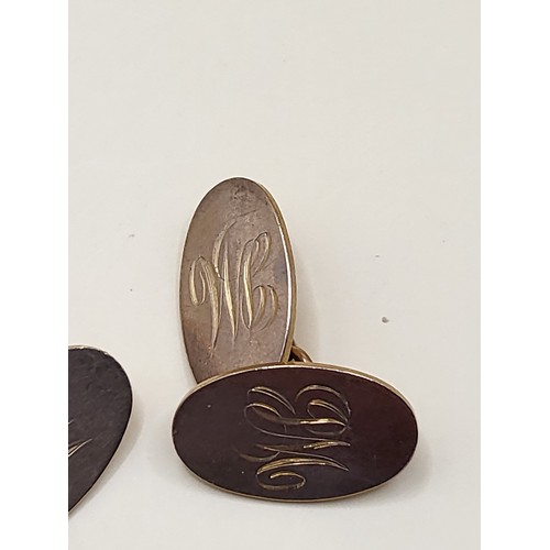 13 - 9ct Gold Gents Antique Cufflinks Weighs 9.3g Fully Hallmarked&nbsp;